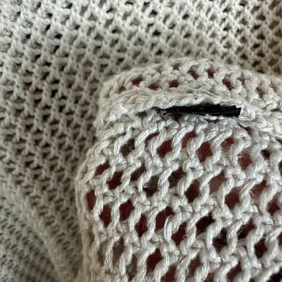 Peruvian Connection Sweater Women Small Cream Open Knit Short Sleeve Boho Beachy - Picture 7 of 11